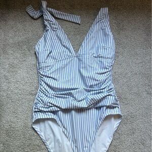 Ellen Tracy White and Blue Striped Swimsuit. Never worn